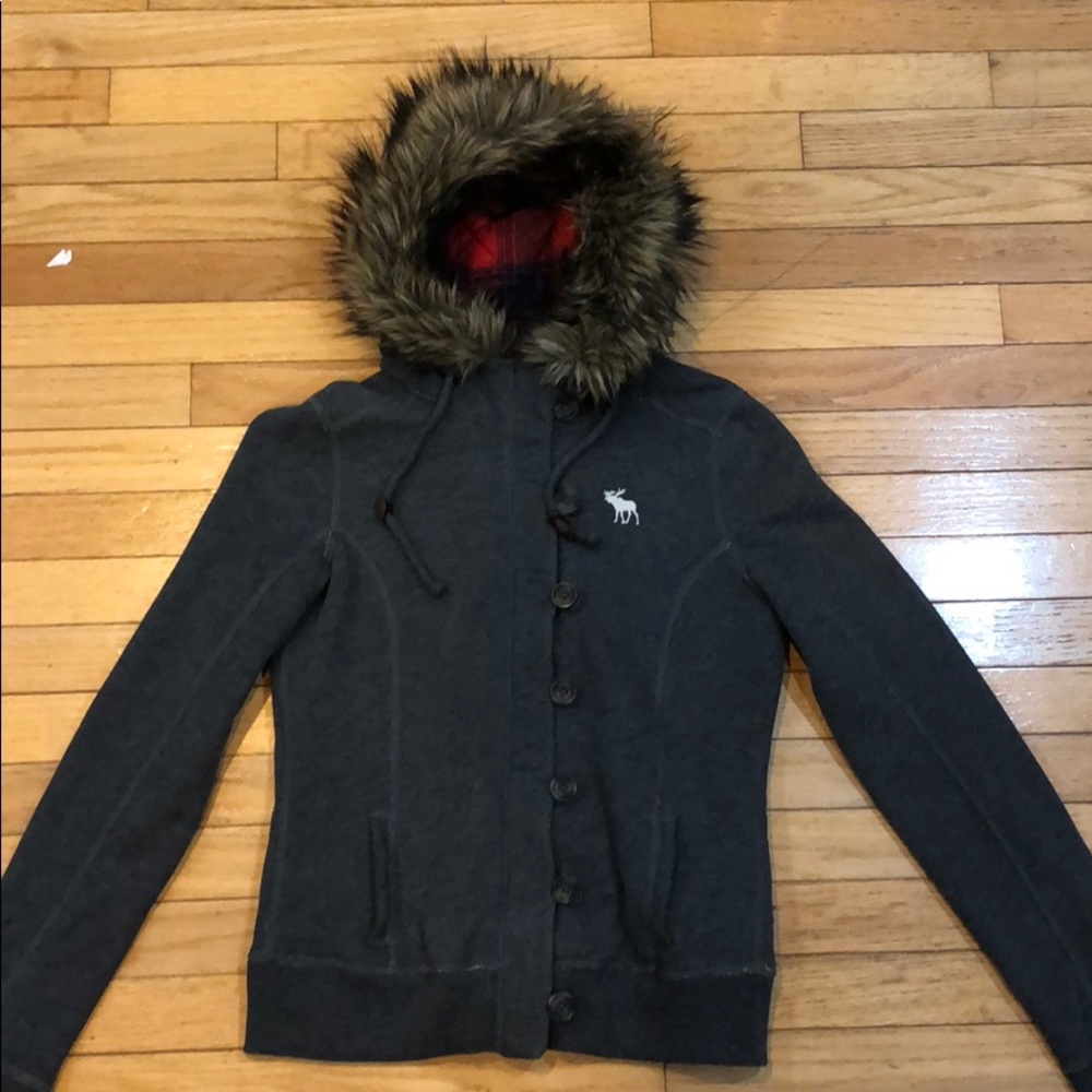 Abecrombie Grey Sweater/Button Hoodie